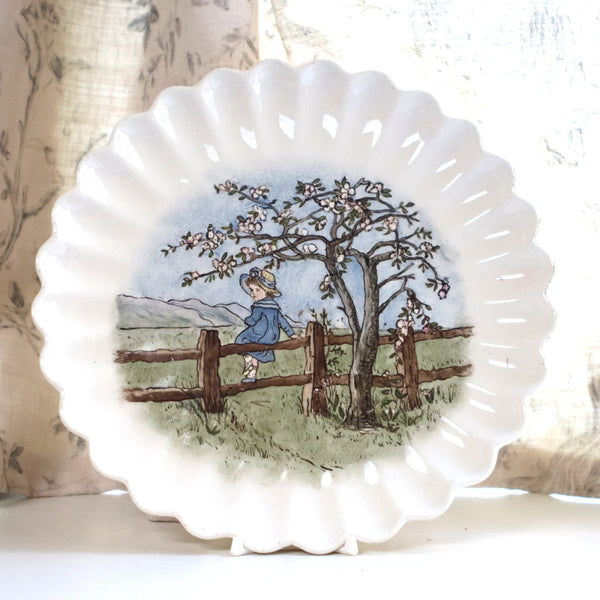 A Scalloped and Hand Painted 1850s Nursery Plate