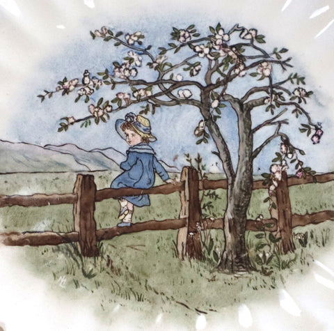 A Scalloped and Hand Painted 1850s Nursery Plate